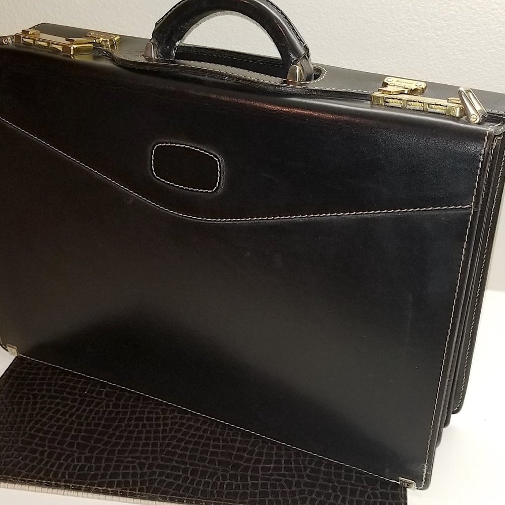 Rare "Aged" Vintage Hi-End Unused Executive/Lawyer Lorenzo Leather Briefcase